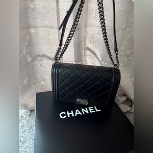 CHANEL Black Quilted LeBoy Shoulder Bag